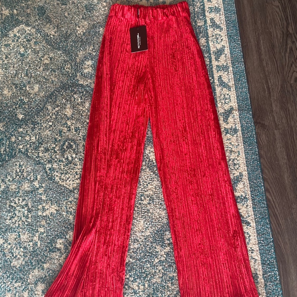 Red velvet pants